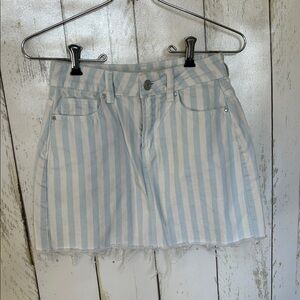 PacSun Sky Blue and White Striped Mini Skirt